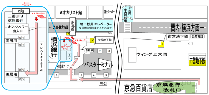 ウィリング横浜京浜急行改札口からの案内地図