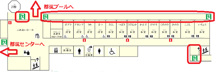 2階非常口のご案内